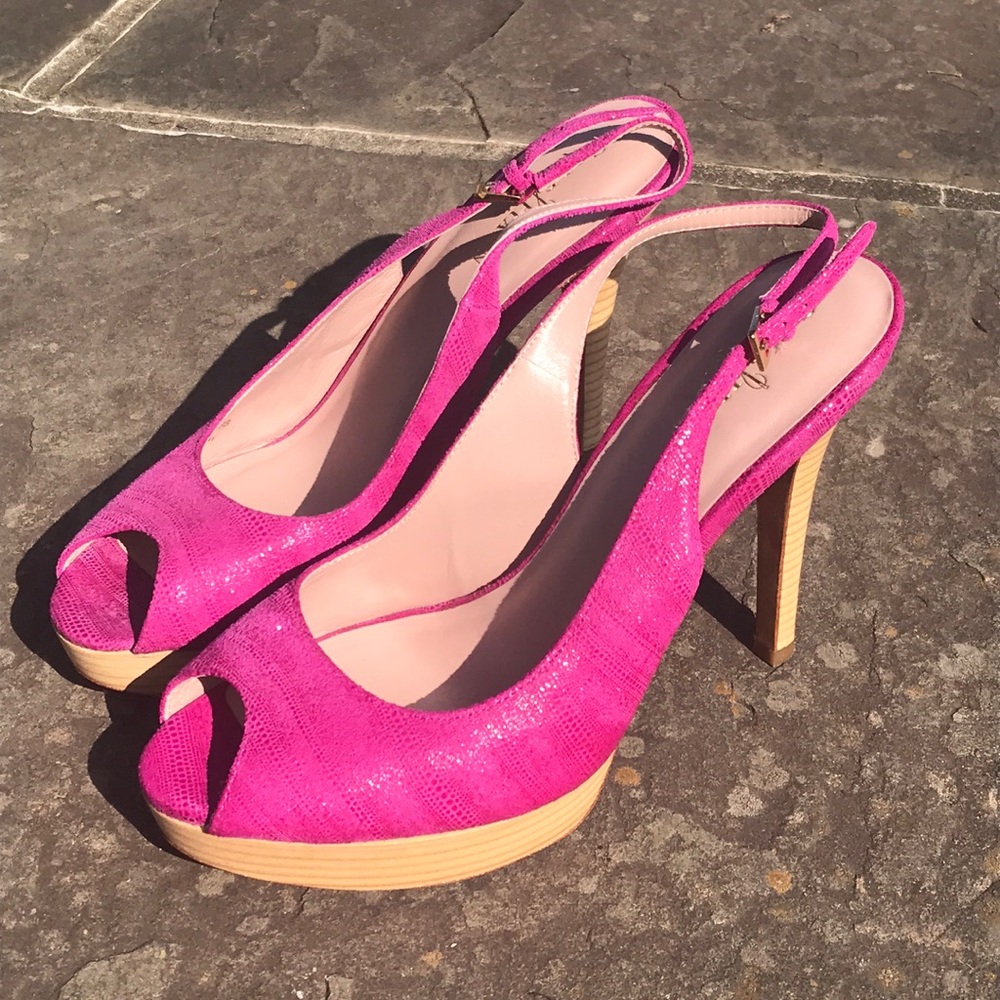 💖Cole Haan Nike Air Fuchsia Peep Toe Pump Heels